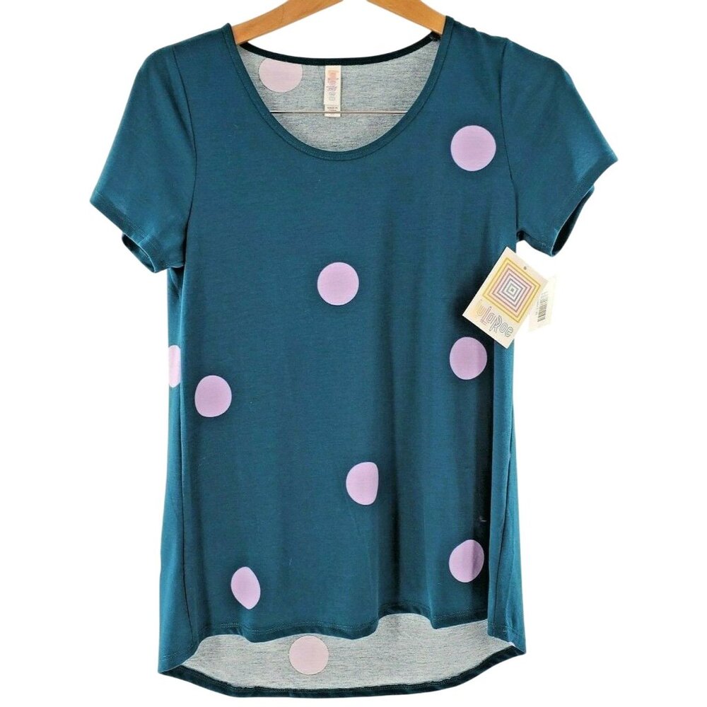 LuLaRoe Classic T XS (2-4) Teal Polka Dot Print New‎ With Tag NWT Extra Small